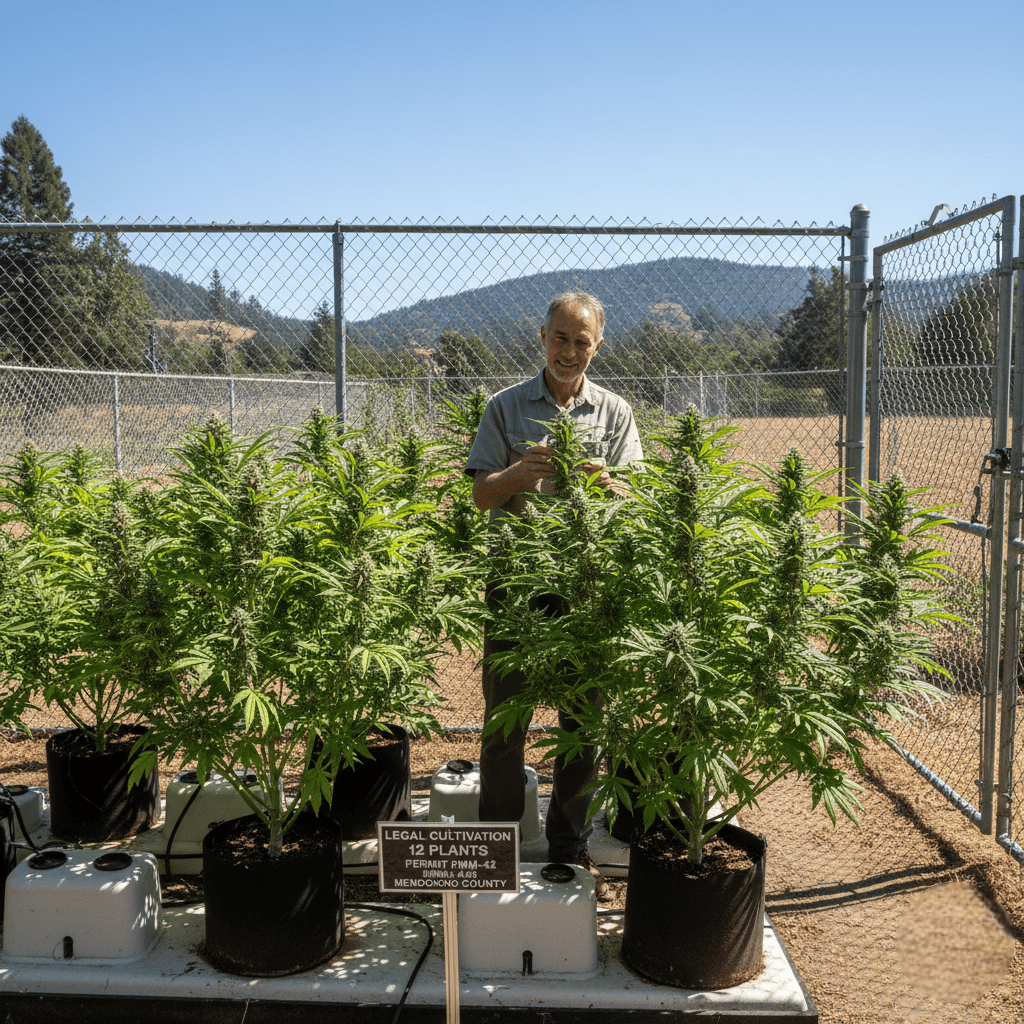 Cannabis plants growing at a home cultivation site in California
