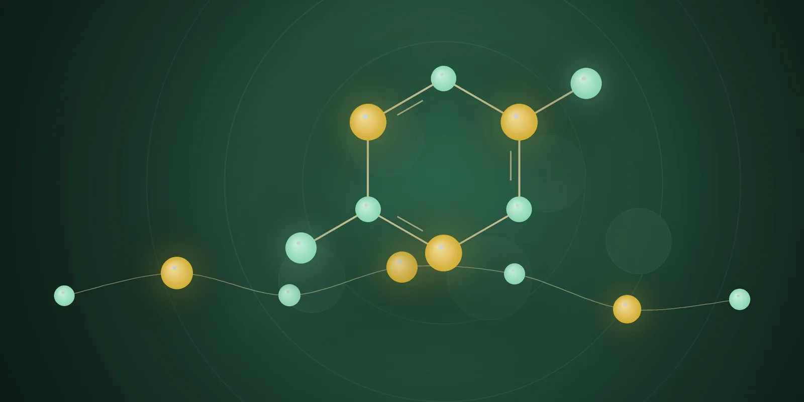 Illustrated cover: a hormone molecule with glossy gold and mint atoms on a deep green background