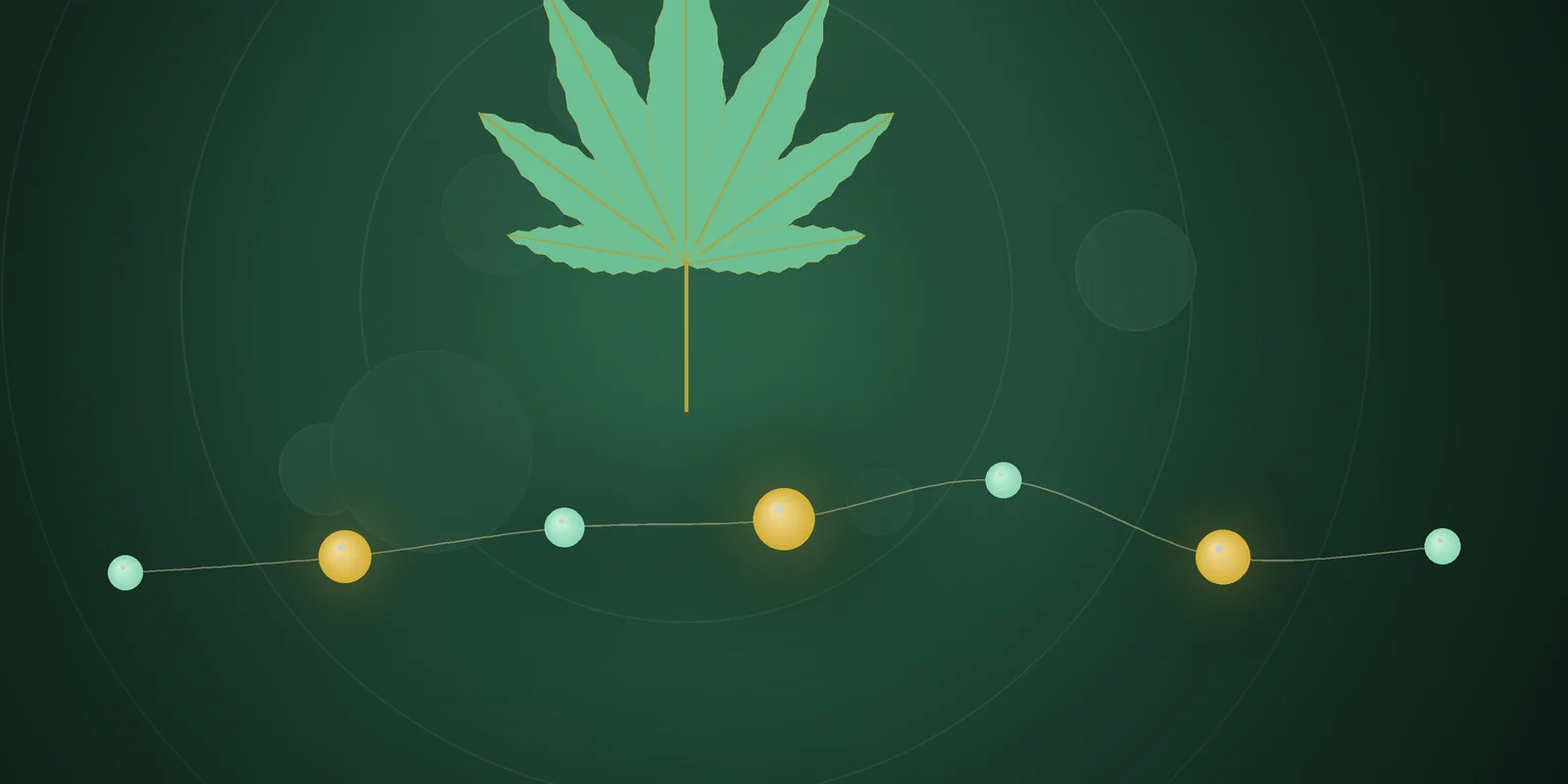 Illustrated cover: a stylised cannabis leaf in mint and gold on a deep green background