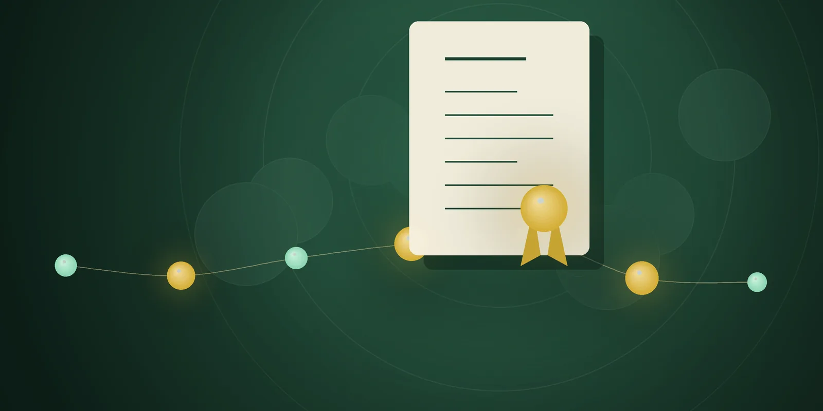Illustrated cover: a document with a gold seal and ribbon on a deep green background