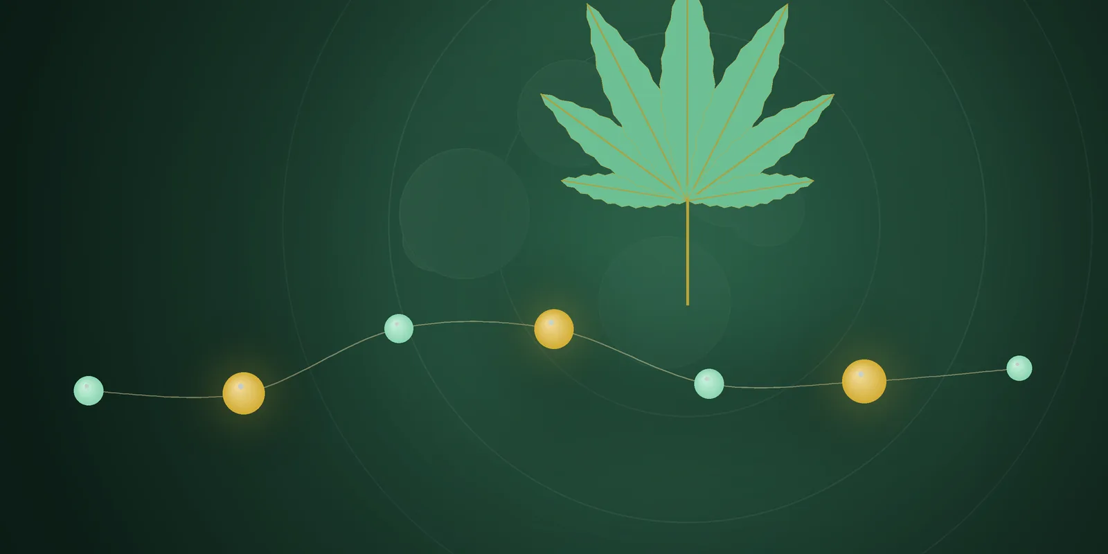 Illustrated cover: a stylised cannabis leaf in mint and gold on a deep green background