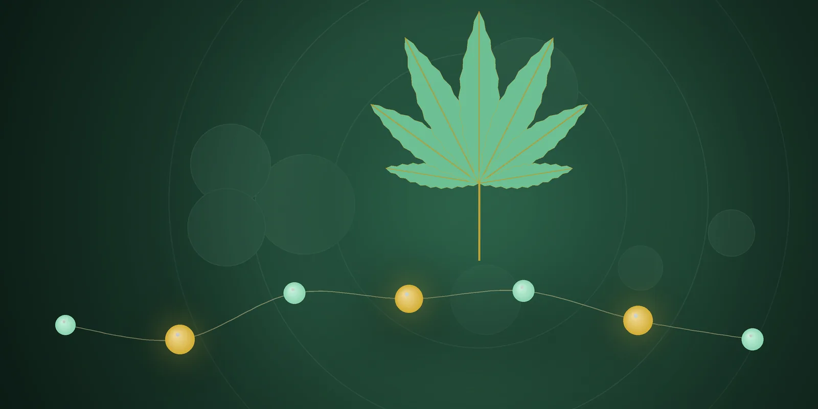 Illustrated cover: a stylised cannabis leaf in mint and gold on a deep green background