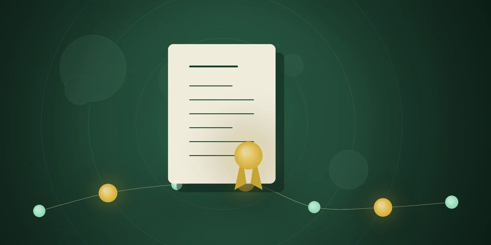 Illustrated cover: a document with a gold seal and ribbon on a deep green background