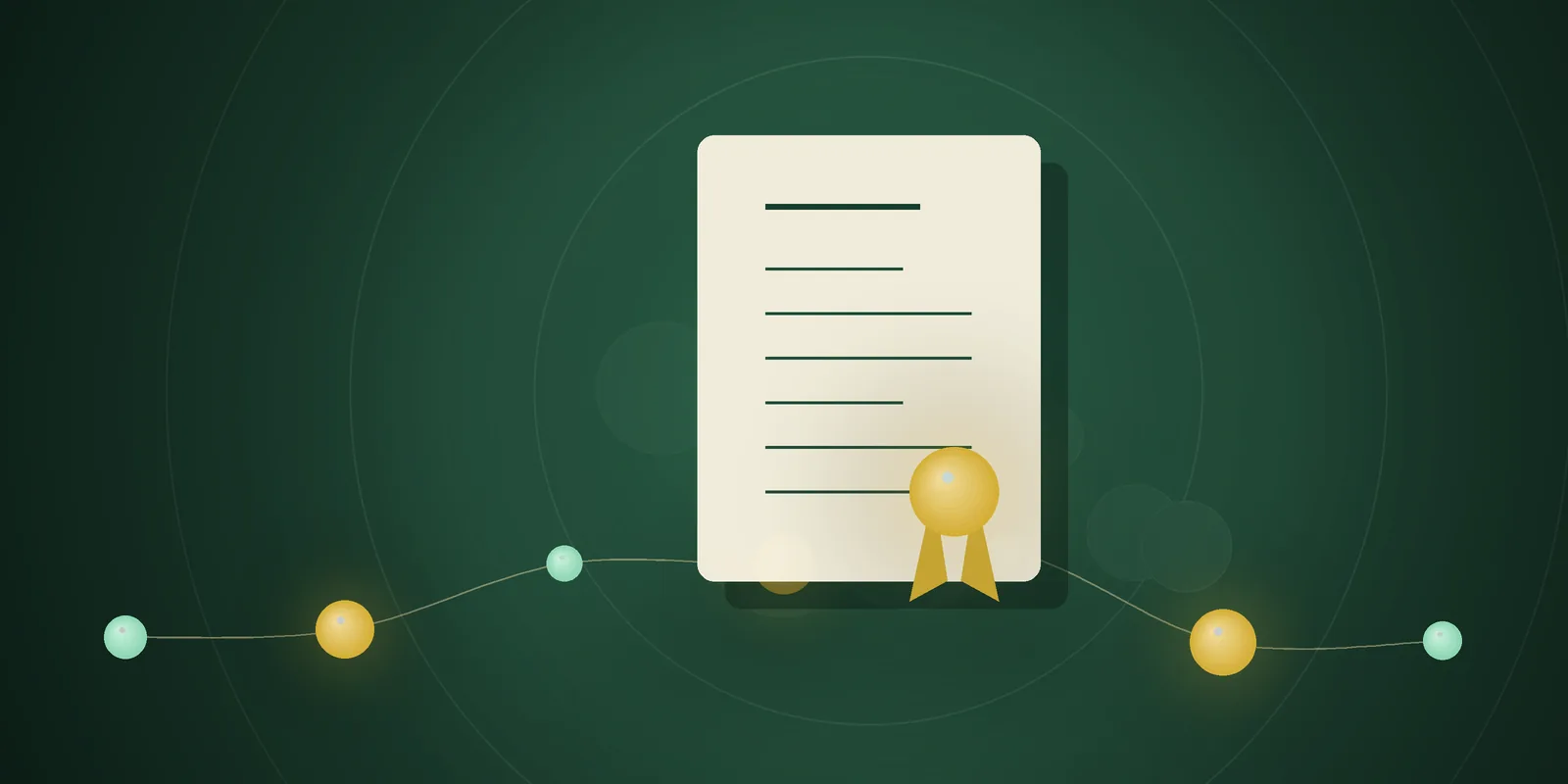 Illustrated cover: a document with a gold seal and ribbon on a deep green background