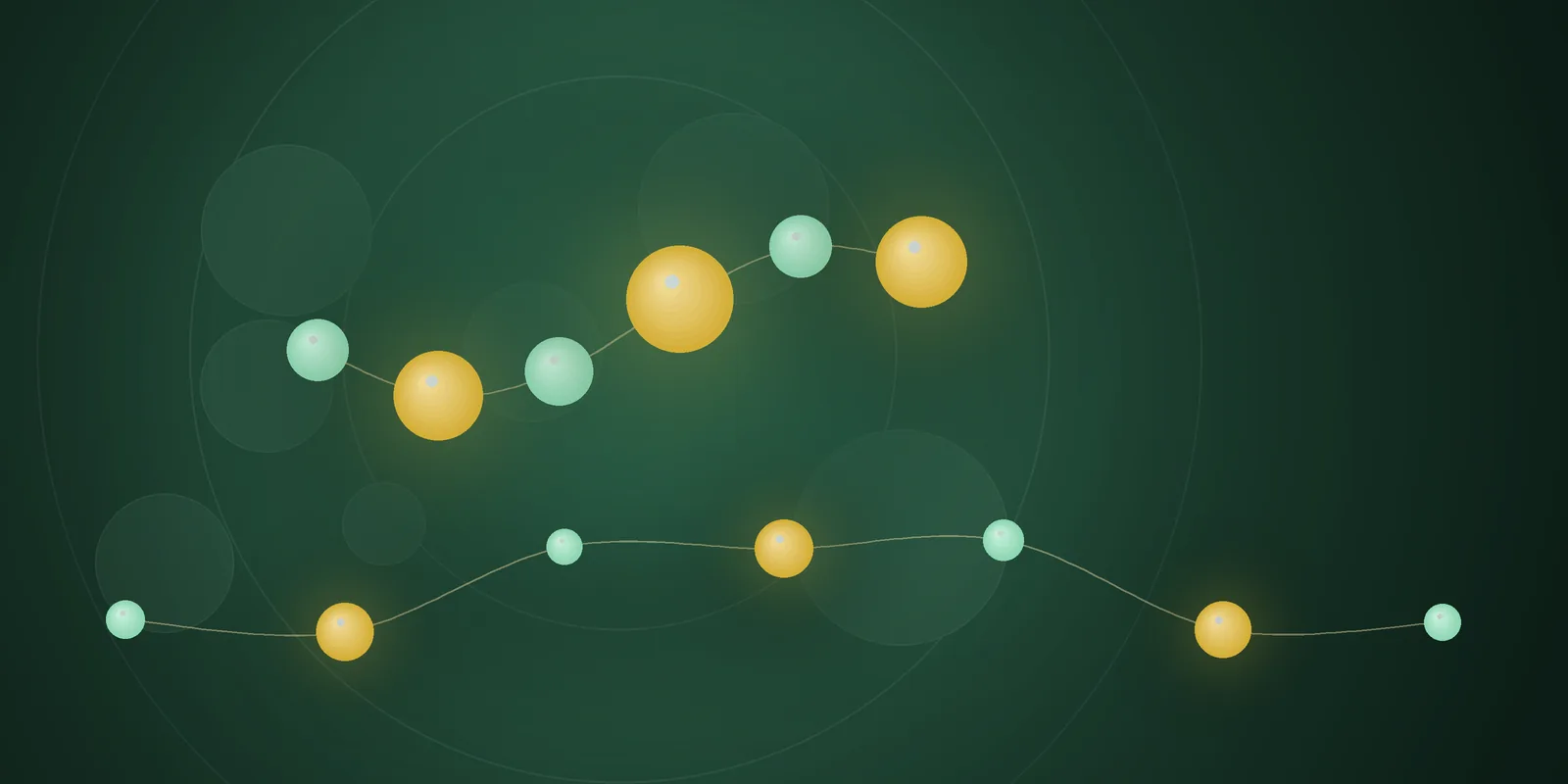 Illustrated cover: a chain of glossy gold and mint peptide beads on a deep green background