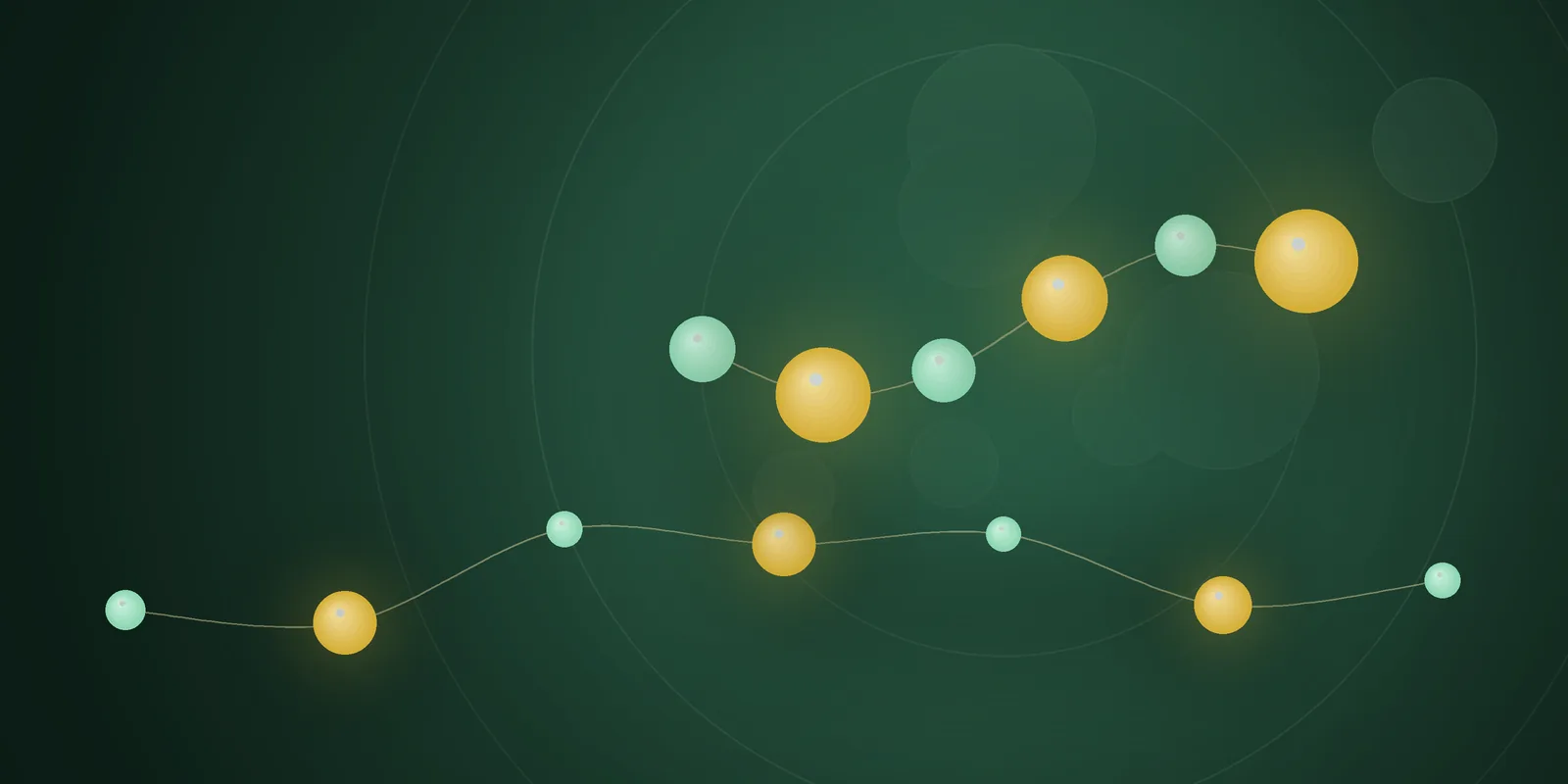 Illustrated cover: a chain of glossy gold and mint peptide beads on a deep green background